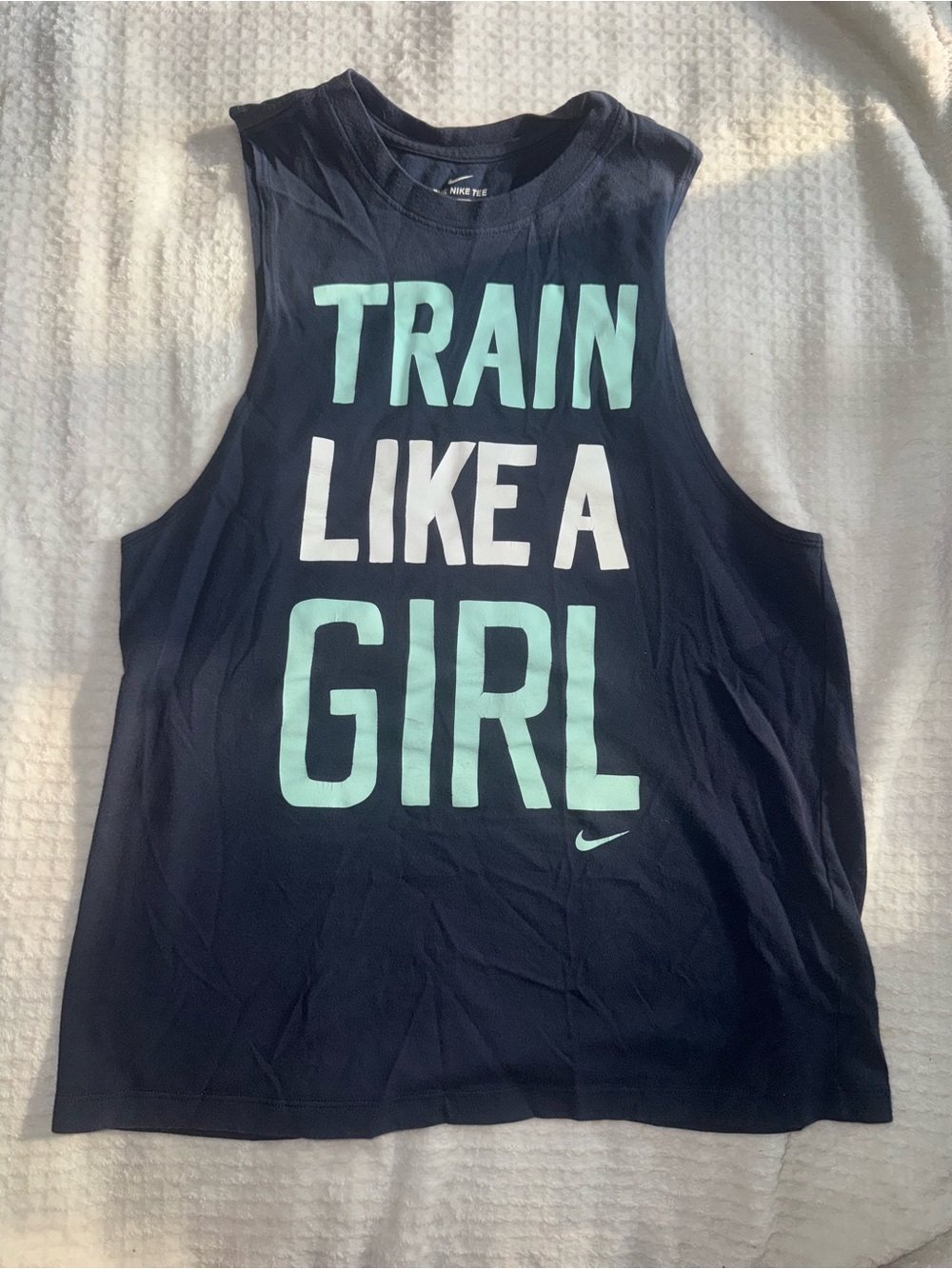 Nike Navy Tank with Mint and White Lettering